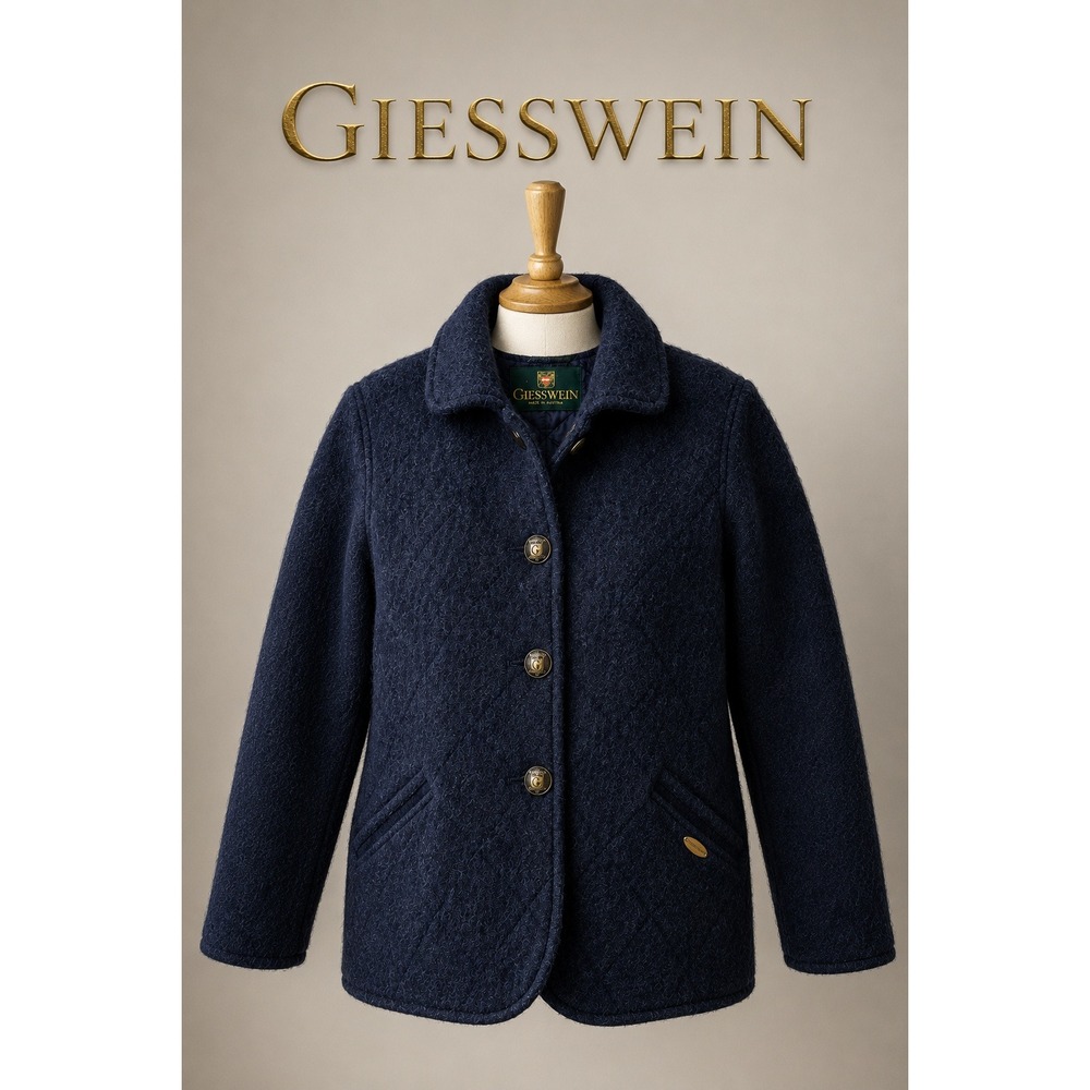 Vintage Giesswein Austria Boiled Wool Jacket Navy Wool Coat L Alpine Tyrolean
